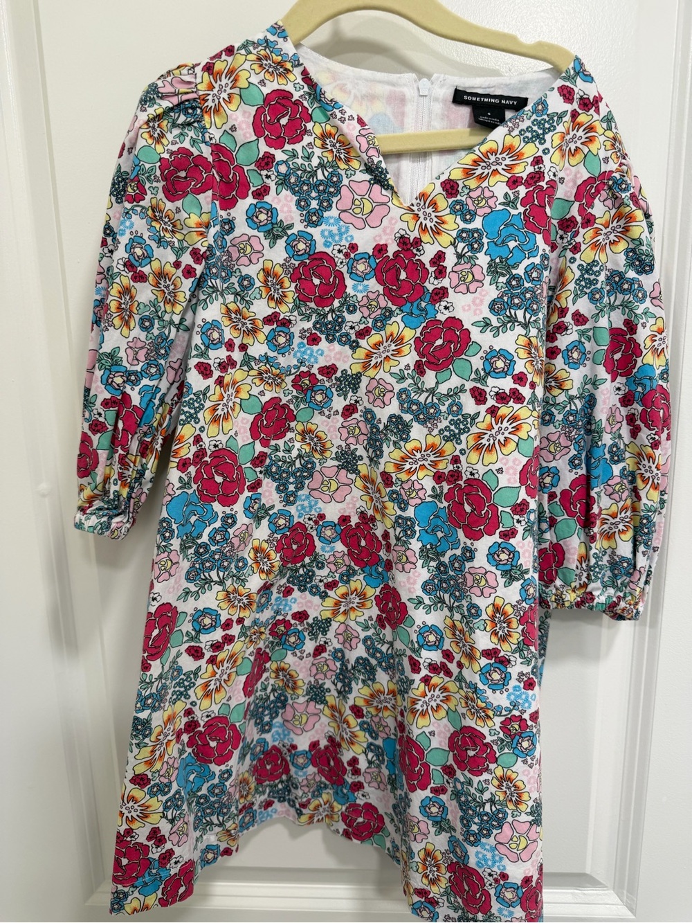 Something Navy Multicolor Floral Long-Sleeve Girls Dress